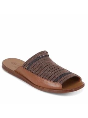 Brunello Cucinelli Monili Multistrap Slide Sandals Leather Brown/Black 8